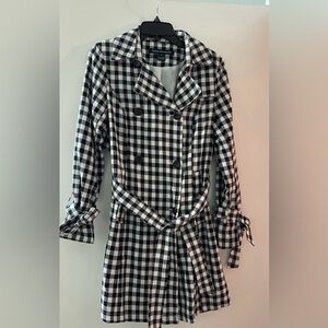 Black and White Checkered Trench Coat